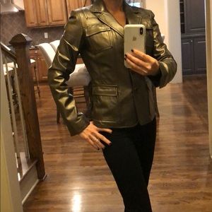 Tahari Metallic Leather Jacket